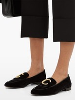 Thumbnail for your product : Chloé The C Crystal-embellished Velvet Loafers - Black