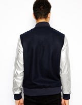Thumbnail for your product : Criminal Damage Varsity Jacket with Silver Sleeves