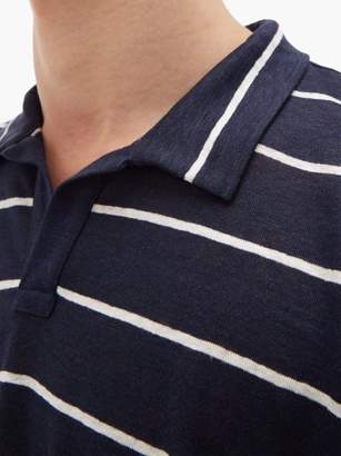 Orlebar Brown Felix Striped Linen Shirt - Mens - Navy