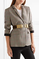 Thumbnail for your product : Fendi Ruched Leather And Printed Velvet Belt - Brown