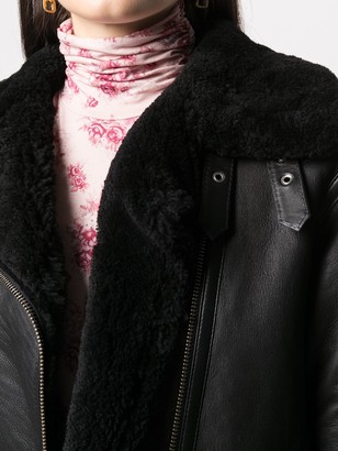 Liska Fur-Lined Leather Biker Jacket