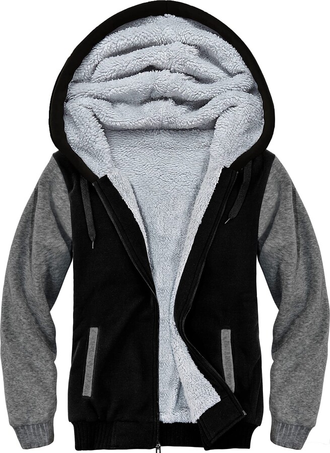 SwissWell Sweat Jacket Men's Hooded Zip Hoodie Lined Fleece Jacket ...