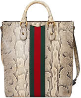 Thumbnail for your product : Gucci Web Animalier python tote