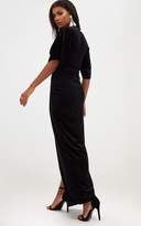 Thumbnail for your product : PrettyLittleThing Black Velvet Kimono Sleeve Maxi Dress