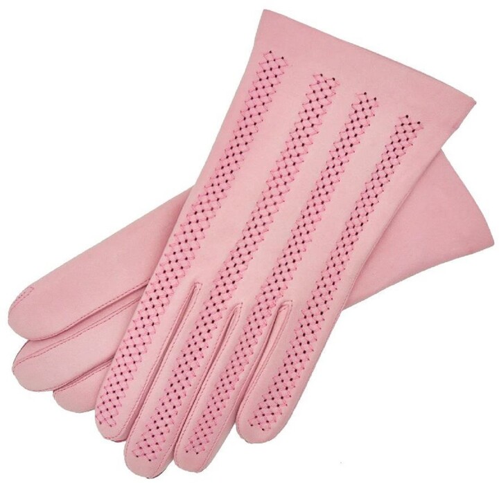 LADIES LEATHER GLOVES WITH PINK ROSE SIZE XSMALL TO 3XL ON SALE GLZ106-EBL-PINK 