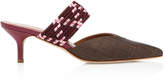 Thumbnail for your product : Malone Souliers by Roy Luwolt Maisie Cord-Trimmed Raffia And Leather Mules