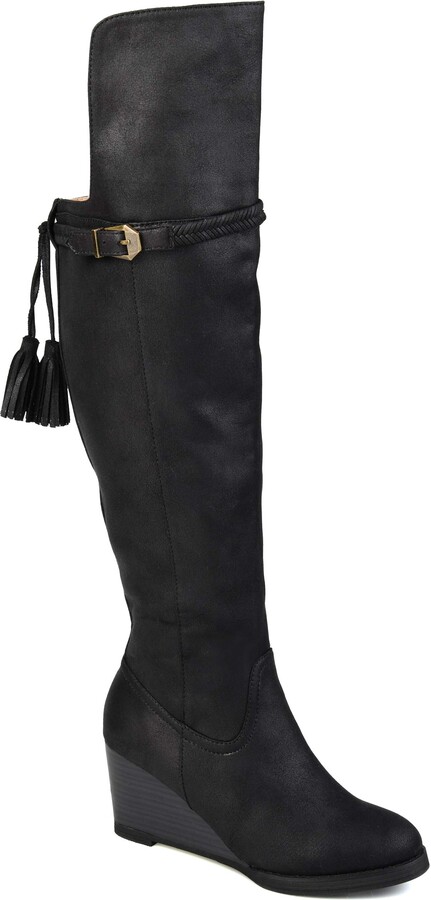Black Wedge Mid-calf Boots | ShopStyle