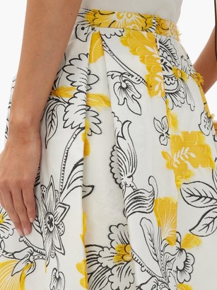 Erdem Ina Floral Fil-coupe Cotton-blend Skirt - Yellow White