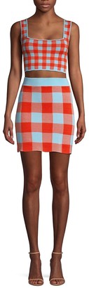 STAUD Sonoma Check Cotton Mini Skirt