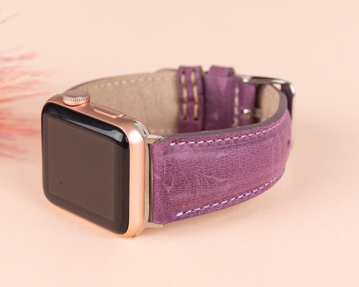 Purple Leather Apple Watch Band 38mm 40mm 41mm 42mm 44mm 45mm 46mm 49mm Iwatch Strap Bracelet 10 9 8 7 6 5 4 Ultra Se Fitbit Versa 3 2 1