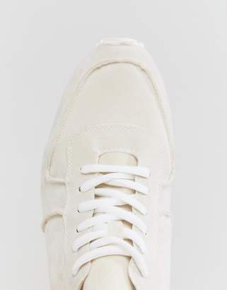 ASOS Retro Sneakers In Relaxed Off White Faux Suede