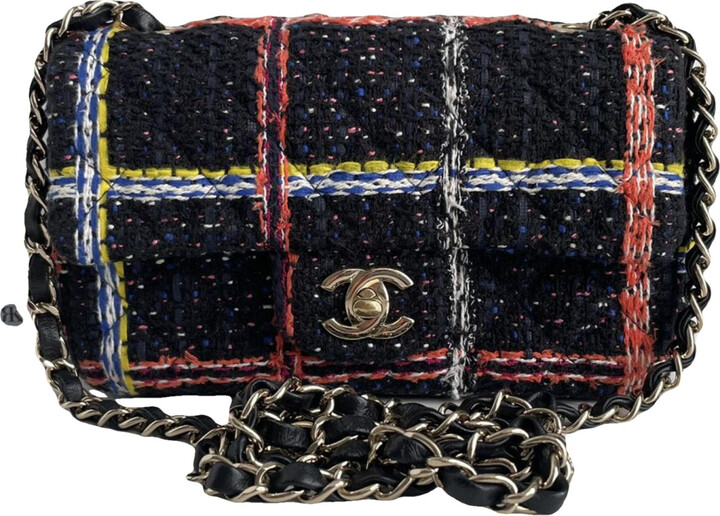 Chanel Gabrielle Drawstring Bag Quilted Calfskin and Tweed Small Multicolor