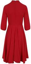 Thumbnail for your product : Alice Silky Crepe Swing Skater Midi Dress In Red With Neck Bow