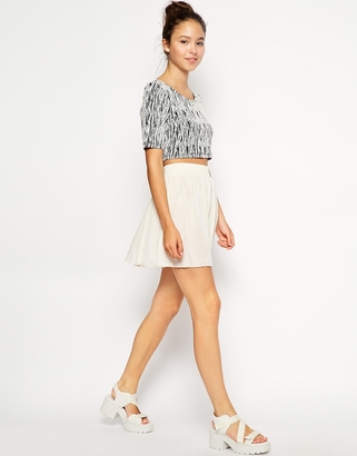 American Apparel Silky Shirred Waist Skirt - Crme