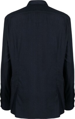 Mazzarelli Cutaway-Collar Cotton-Blend Shirt