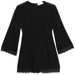 Zimmermann Lace-trimmed Pleated Crepe Playsuit