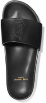 Thumbnail for your product : Saint Laurent Jimmy Logo-embroidered Leather Slides - Black