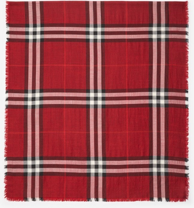 Burberry Reversible Check Wool Silk Scarf