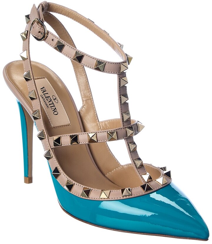 valentino blue rockstud shoes