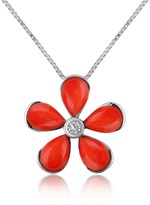 Thumbnail for your product : Del Gatto Diamond Gemstone Flower 18K Gold Pendant Necklace