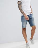 Thumbnail for your product : AllSaints Skinny Fit Denim Shorts In Blue Wash With Rips