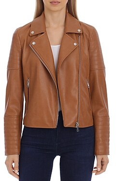 cognac leather jacket womens