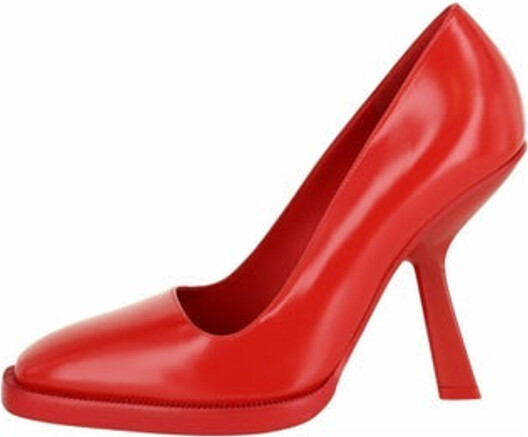 Ferragamo Calfskin Pumps Red Solid Square-Toes