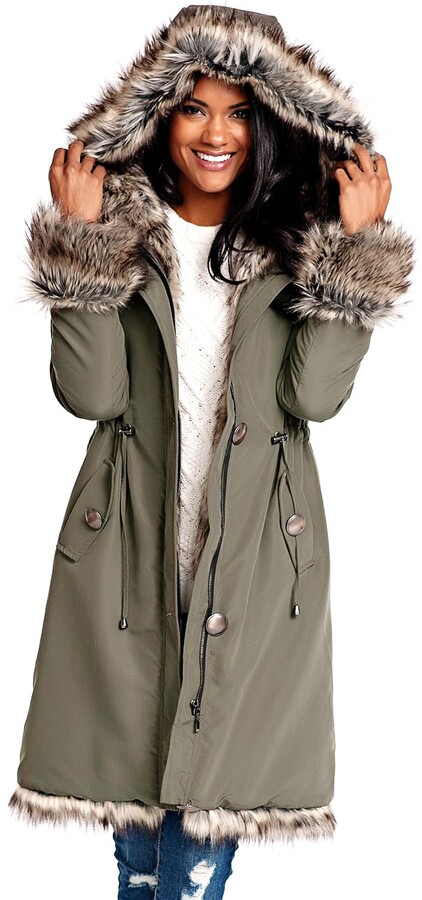 womens parka with real fur hood