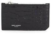 Thumbnail for your product : Saint Laurent Fragments Croc-Embossed Leather Zip Card Case