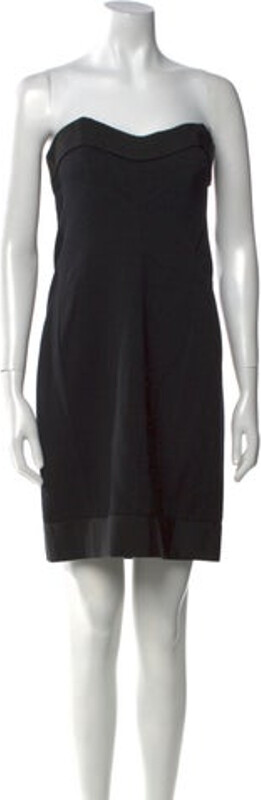 Yves Saint Laurent Rive Gauche Wool Shift Dress Vintage From the Spring/Summer 1987 Collection by Yves Saint Laurent Black Strapless Concealed Zip Closure at Side Size not listed, estimated from measurements.