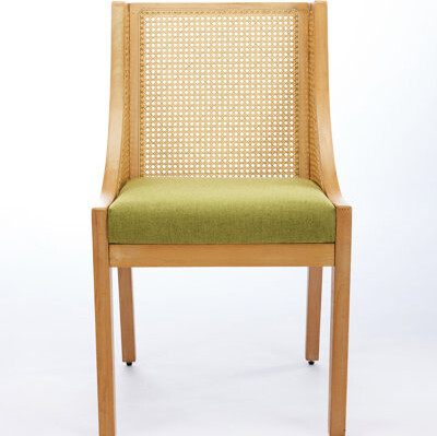 Hokku Designs Rustic American Design Olive Rubberwood Side Chair With Soft Linen Seat And For Multiple Areas French Style Dining Comfortable Living