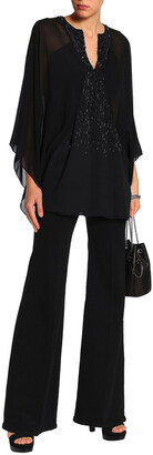 Roberto Cavalli Embellished Georgette And Crepe Blouse