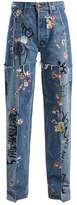Thumbnail for your product : Vetements Sticker Mid-rise Straight-leg Jeans - Womens - Light Blue