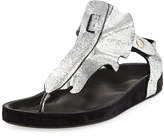 Thumbnail for your product : Isabel Marant Leakey Ruffled T-Strap Sandal, Silver