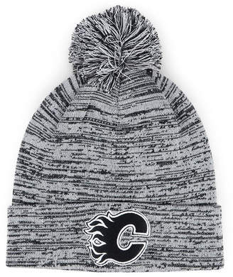 Authentic Nhl Headwear Calgary Flames Black White Cuffed Pom Knit Hat