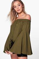 Thumbnail for your product : boohoo Mia Woven Extreme Frill Sleeve Off The Shoulder Top