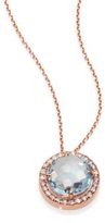 Thumbnail for your product : Suzanne Kalan Blue Topaz, White Sapphire & 14K Rose Gold Round Pendant Necklace