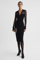Thumbnail for your product : Reiss Sheer Knitted Button-Through Midi Dress