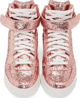 Thumbnail for your product : Givenchy Pink Glittered Leather Tyson High-Top Sneakers