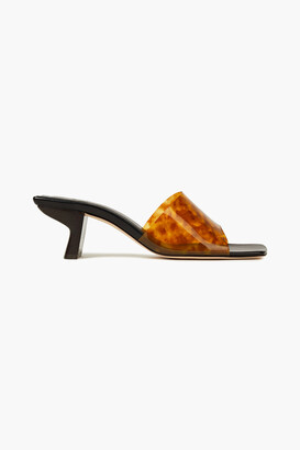 Bzees By Far Lily Tortoiseshell-print Pvc And Leather Mules
