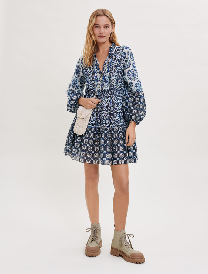 Maje Mixed print cotton voile dress ShopStyle
