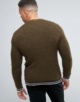 Thumbnail for your product : ASOS Cardigan in Boucle Yarn with Stripe Hems