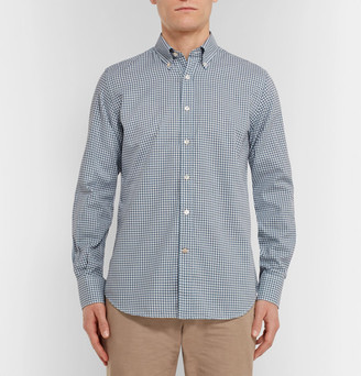Canali Button-Down Collar Gingham Cotton Shirt