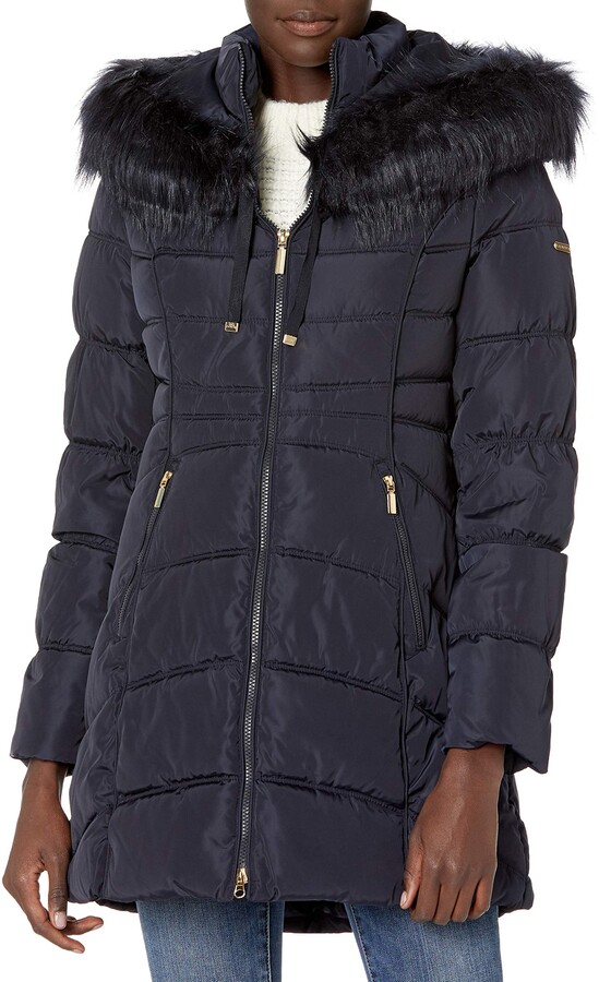 Winter Coats Women Faux Fur Hood, Laundry Faux Fur Lined Coat Plus Size Uk