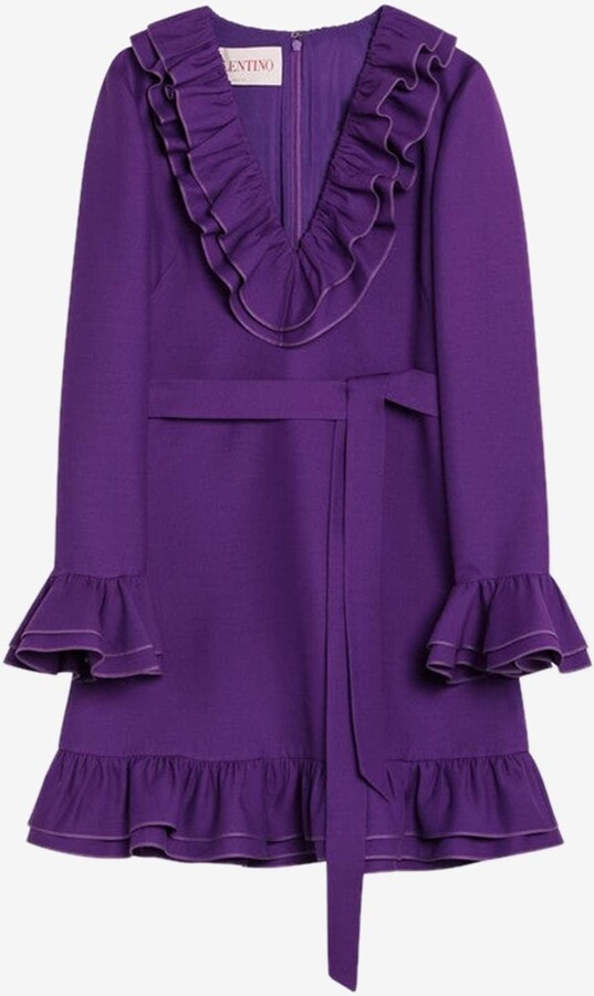 Valentino Wool-Blend Ruffled Mini Dress