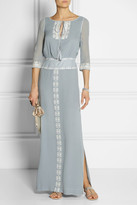 Thumbnail for your product : Tory Burch Charlize embroidered silk-georgette gown