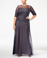 Thumbnail for your product : Adrianna Papell Plus Size Elbow-Sleeve Beaded Gown