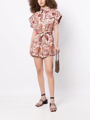 Zimmermann Belted Paisley-Print Playsuit