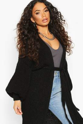 boohoo Petite Chunky Knit Belted Cardigan