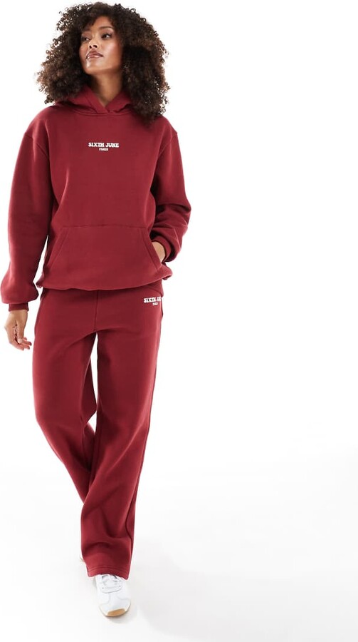 Sixth June motif sweatpants in burgundy - part of a set